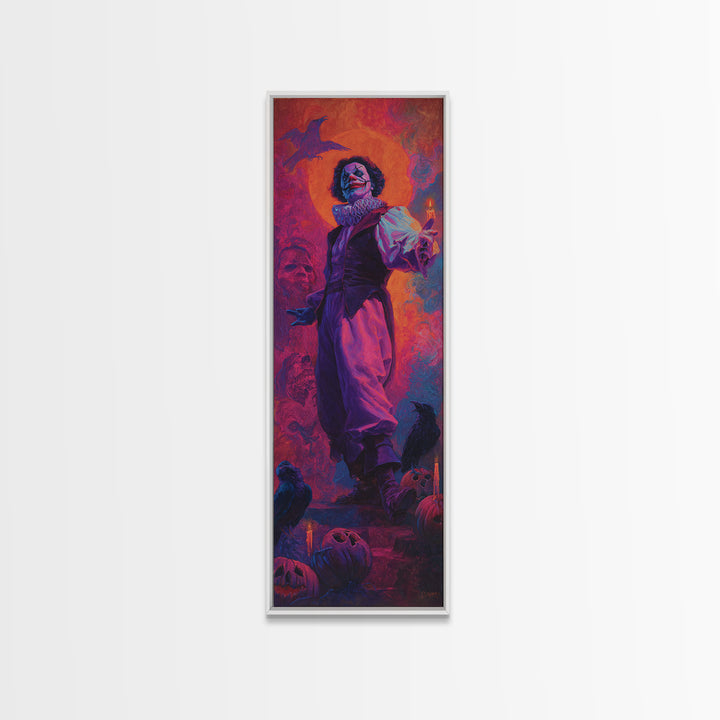1980s Neon Horror, Gothic Nightmare Art, Tall Narrow Wall Art, Gothic Horror Wall Art, Framed Canvas Print, Halloween Wall Art