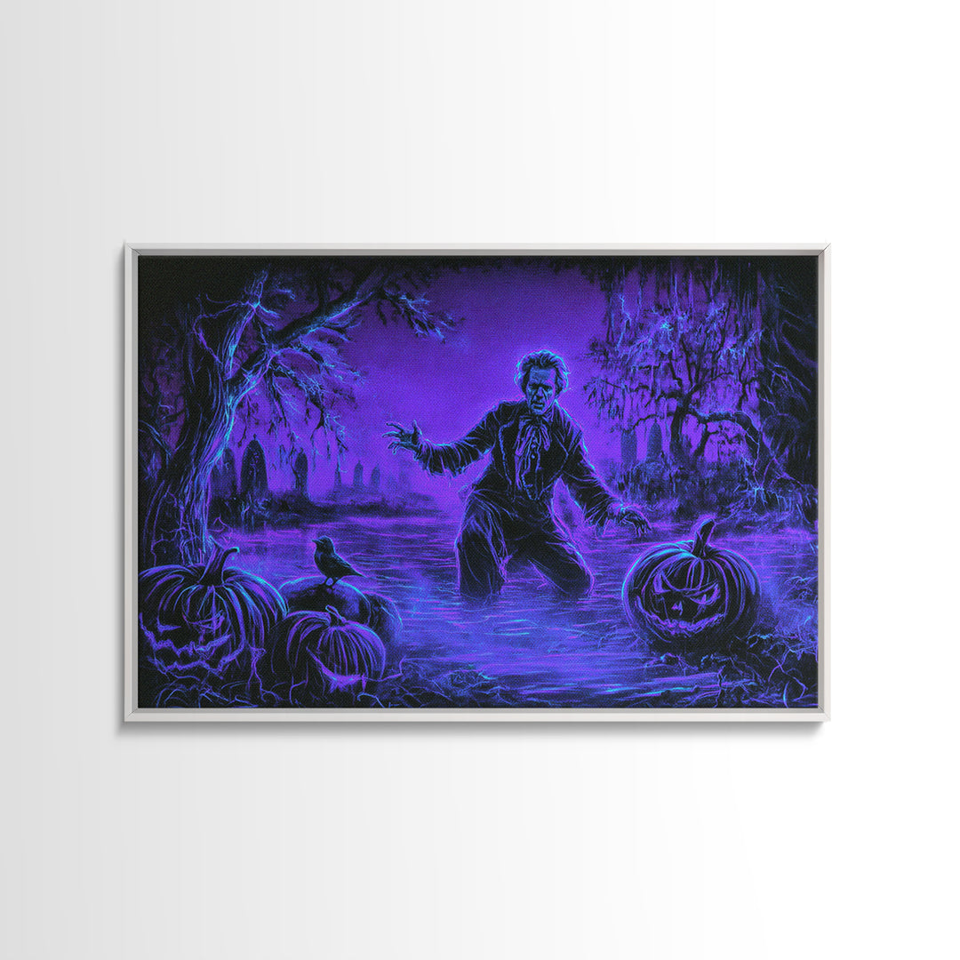 1980s Neon Horror, Symbolist Gothic Landscape, Landscape Wall Art, Macabre Wall Art, Canvas Print, Halloween Wall Art