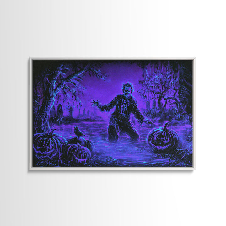 1980s Neon Horror, Symbolist Gothic Landscape, Landscape Wall Art, Macabre Wall Art, Canvas Print, Halloween Wall Art