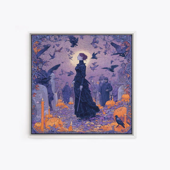 1980s Neon Horror, Symbolist Death Art, Square Wall Art, Gothic Horror Wall Art, Framed Canvas Print, Halloween Wall Art