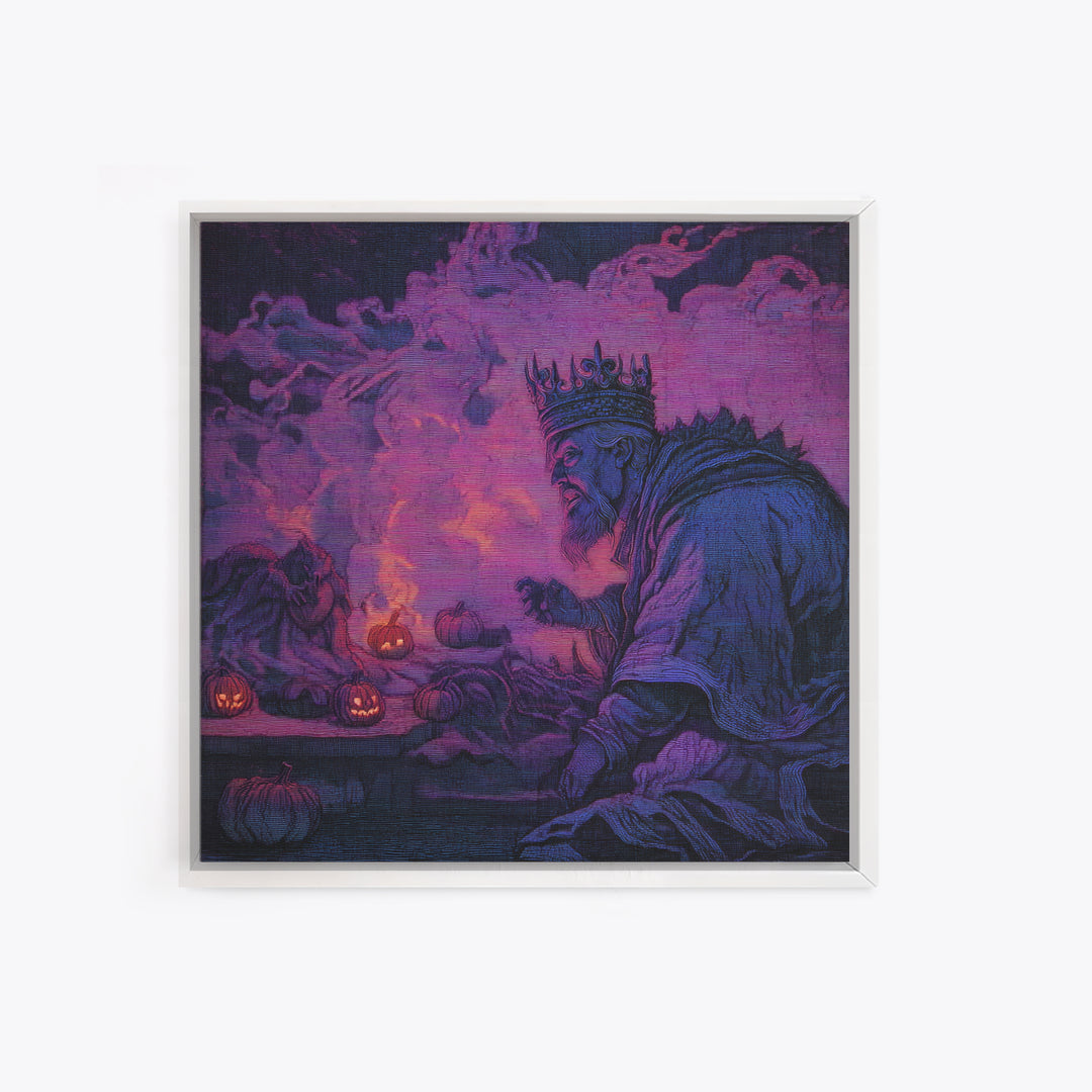 1980s Neon Horror, Dark Symbolist Art, Square Wall Art, Dark Halloween Decor, Canvas Print, Halloween Wall Art