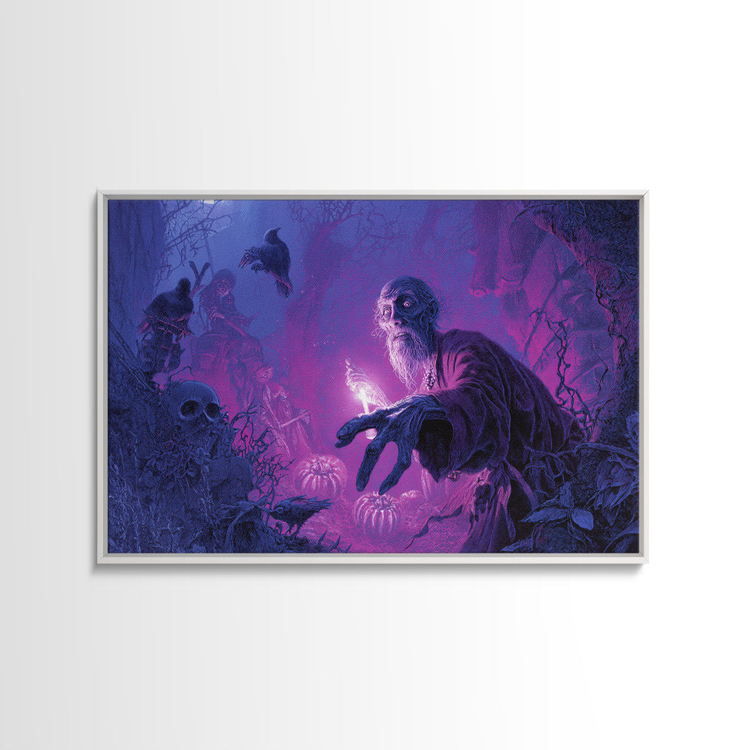 1980s Neon Horror, Expressionist Nightmare Art, Landscape Wall Art, Dark Fantasy Wall Art, Framed Canvas Print, Halloween Wall Art