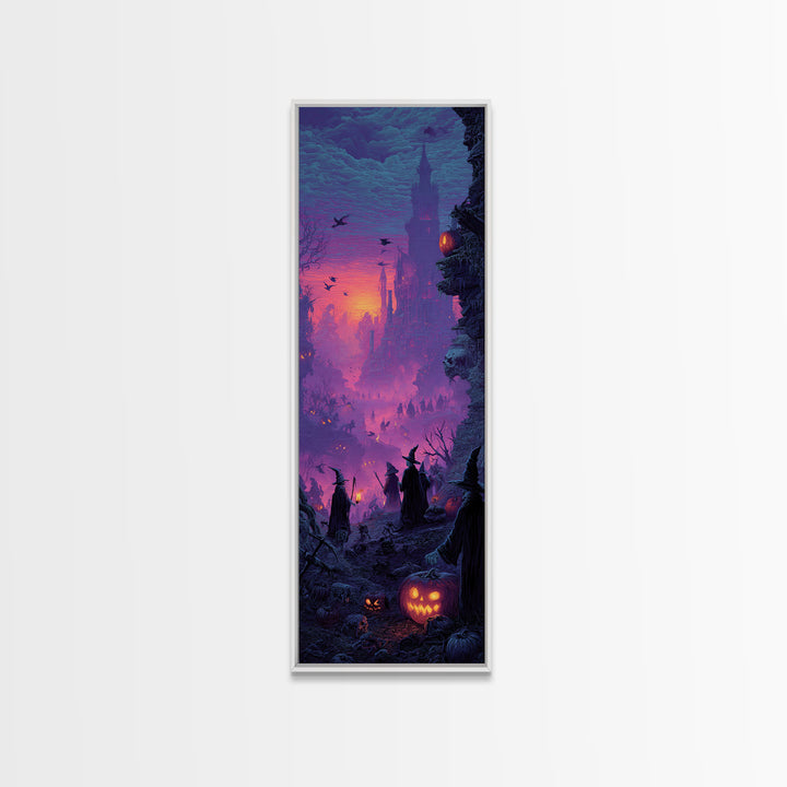 1980s Neon Horror, Surreal Apocalyptic Art, Tall Narrow Wall Art, Gothic Horror Wall Art, Framed Canvas Print, Halloween Wall Art