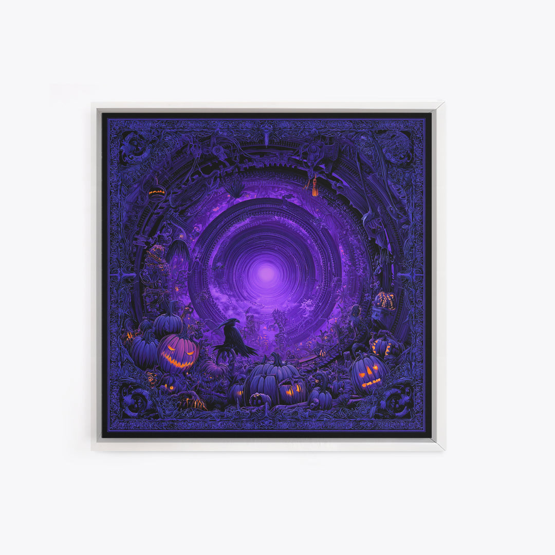 1980s Neon Horror, Biomechanical Horror Art, Square Wall Art, Dark Fantasy Wall Art, Canvas Print, Halloween Wall Art, Seasonal Home Decor