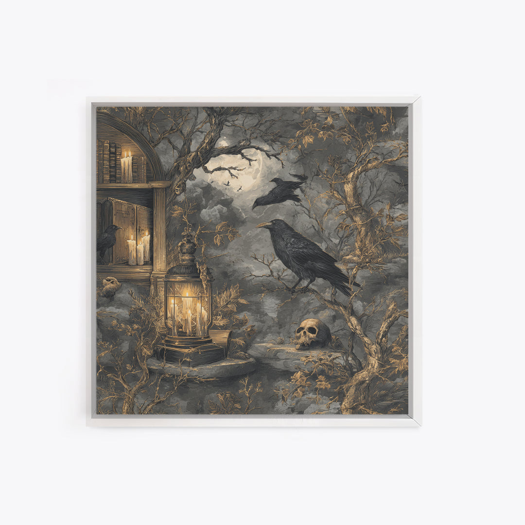 Dark Academia Halloween, Baroque Witchcraft Art, Square Wall Art, Dark Fantasy Wall Art, Framed Canvas Print, Halloween Wall Art