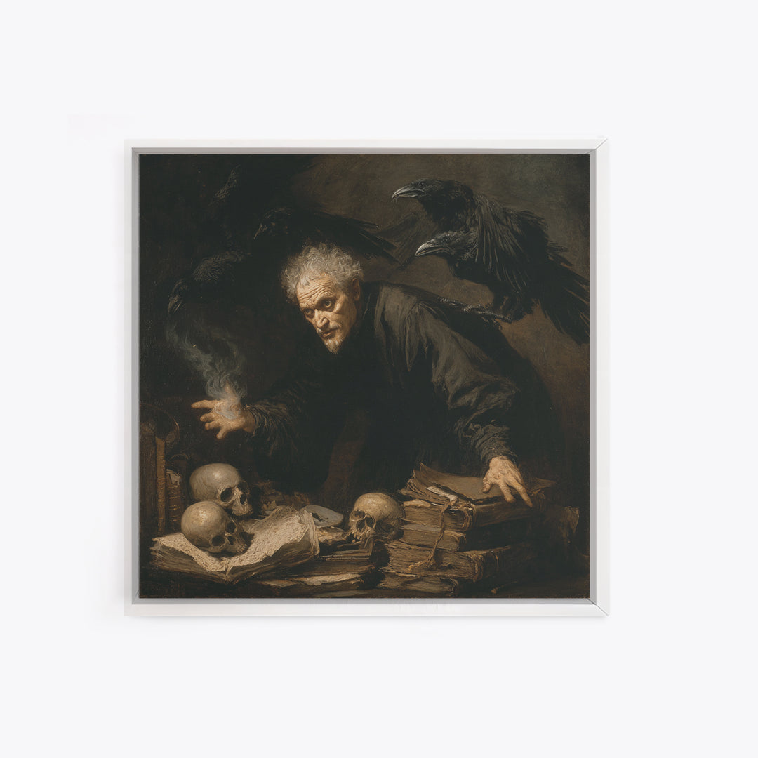 Dark Academia Halloween, Dark Romantic Horror Art, Square Wall Art, Dark Fantasy Wall Art, Canvas Print, Halloween Wall Art
