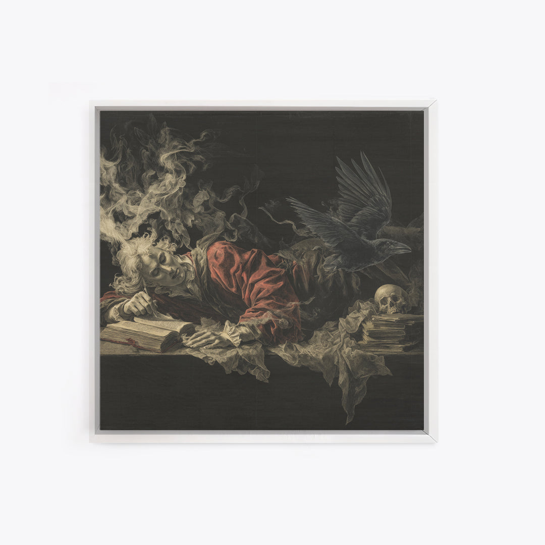 Dark Academia Halloween, Gothic Nightmare Art, Square Wall Art, Dark Fantasy Wall Art, Framed Canvas Print, Halloween Wall Art