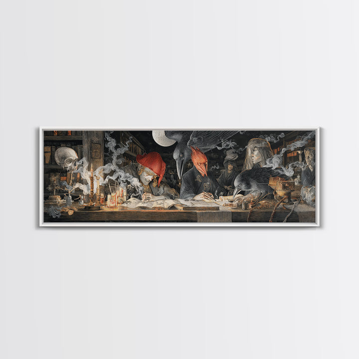 Dark Academia Halloween, Visionary Gothic Art, Extra Wide Wall Art, Dark Fantasy Wall Art, Canvas Print, Halloween Wall Art