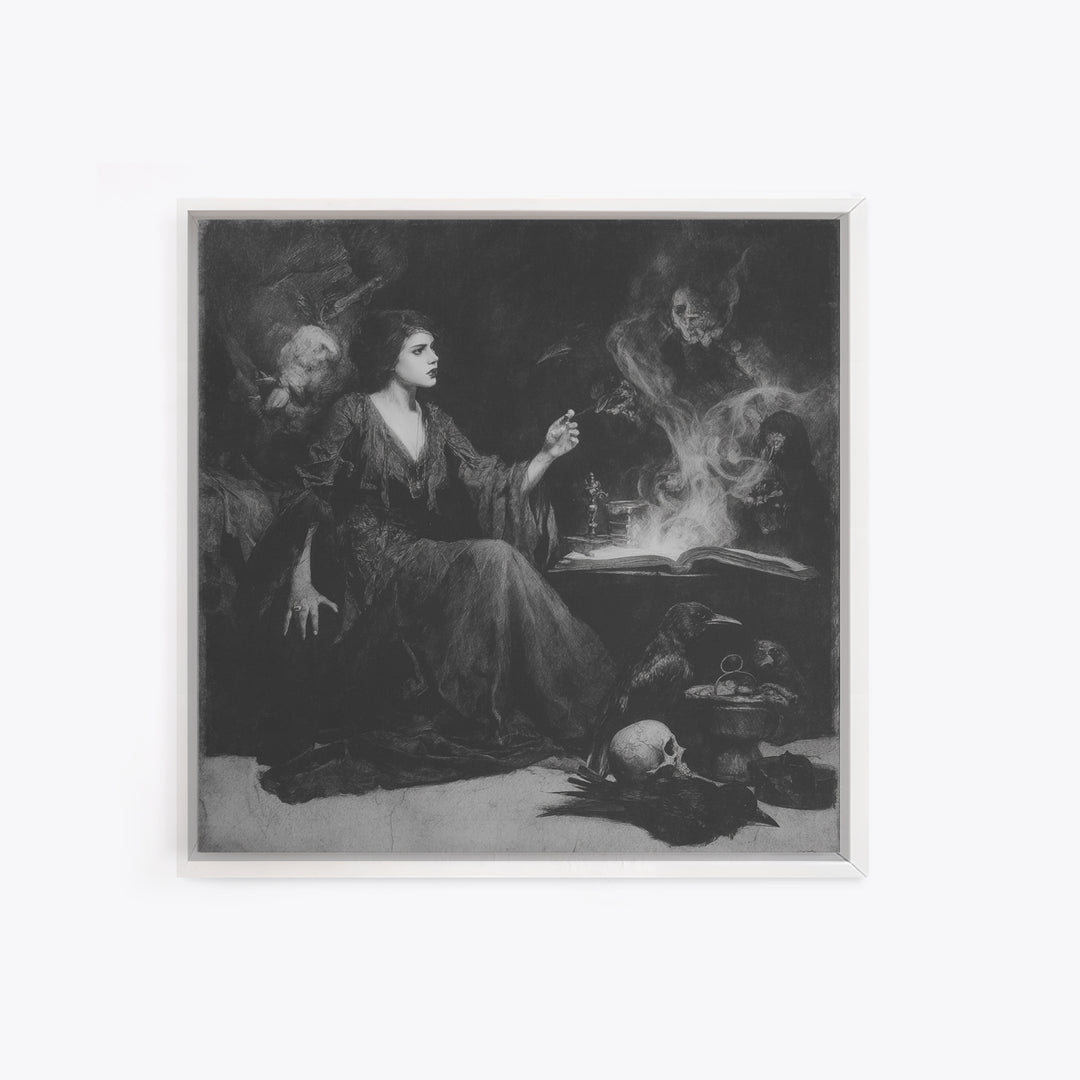 Dark Academia Halloween, Symbolist Dream Art, Square Wall Art, Dark Halloween Decor, Canvas Print, Halloween Wall Art