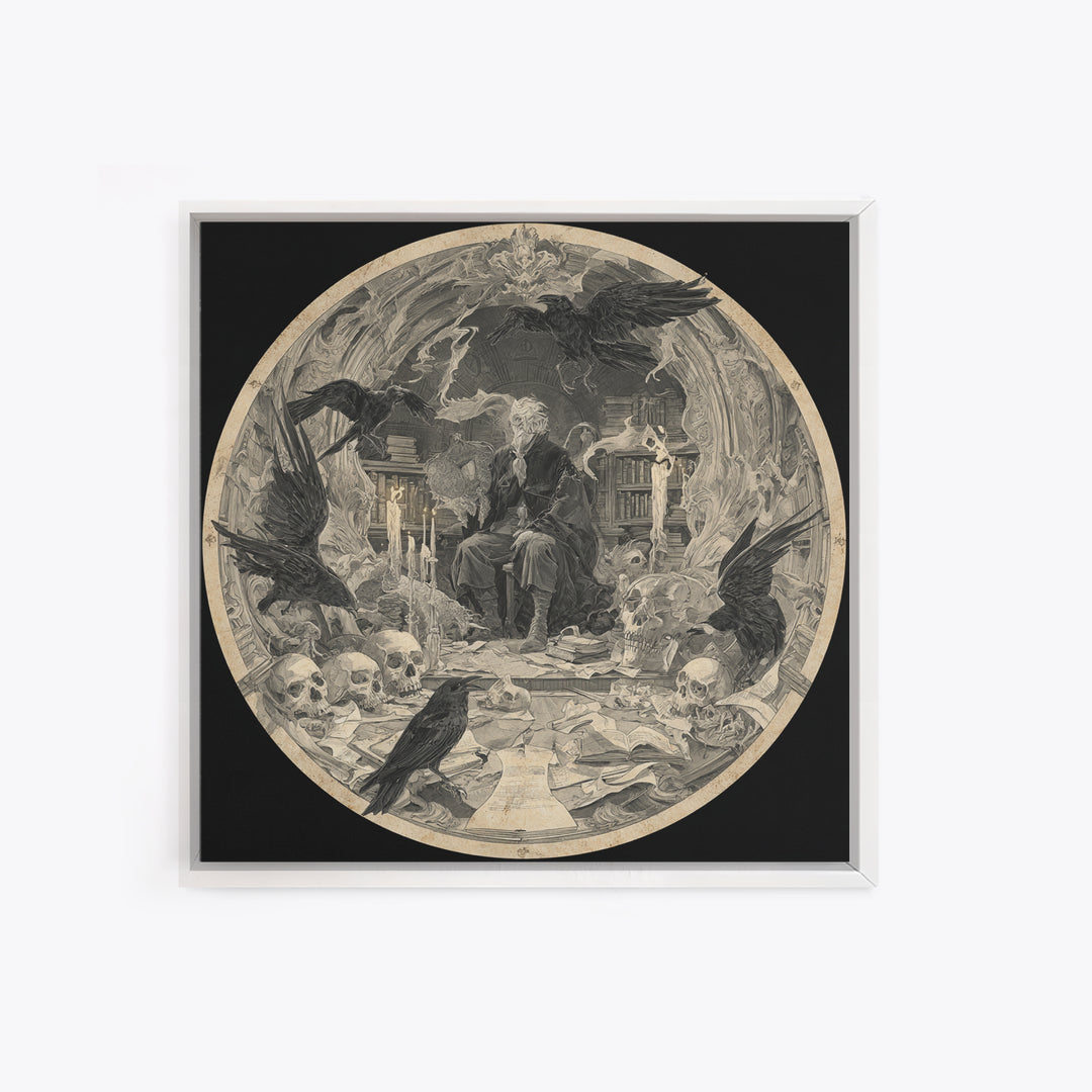 Dark Academia Halloween, Decadent Gothic Art, Square Wall Art, Dark Fantasy Wall Art, Framed Canvas Print, Halloween Wall Art