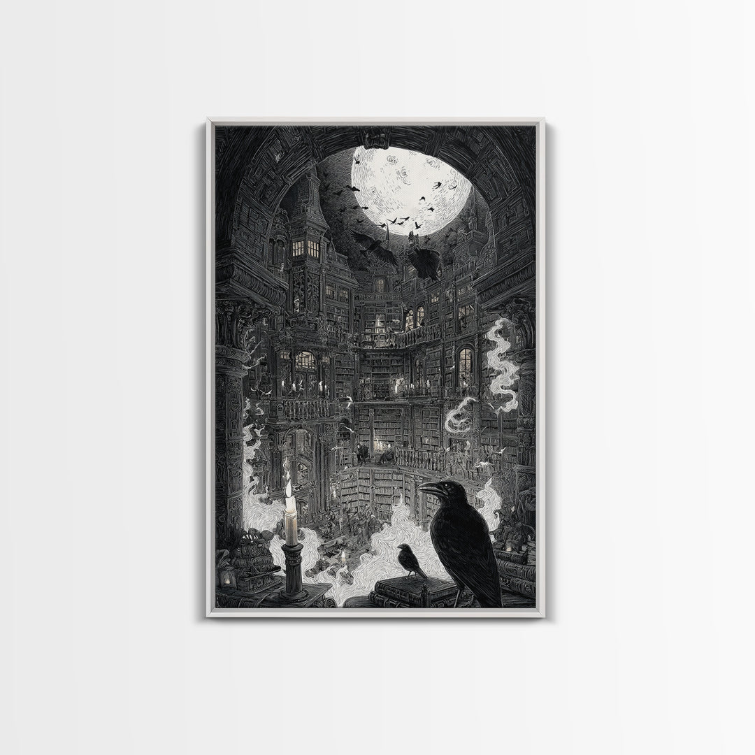 Dark Academia Halloween, Victorian Macabre Art, Vertical Wall Art, Dark Halloween Decor, Framed Canvas Print, Halloween Wall Art