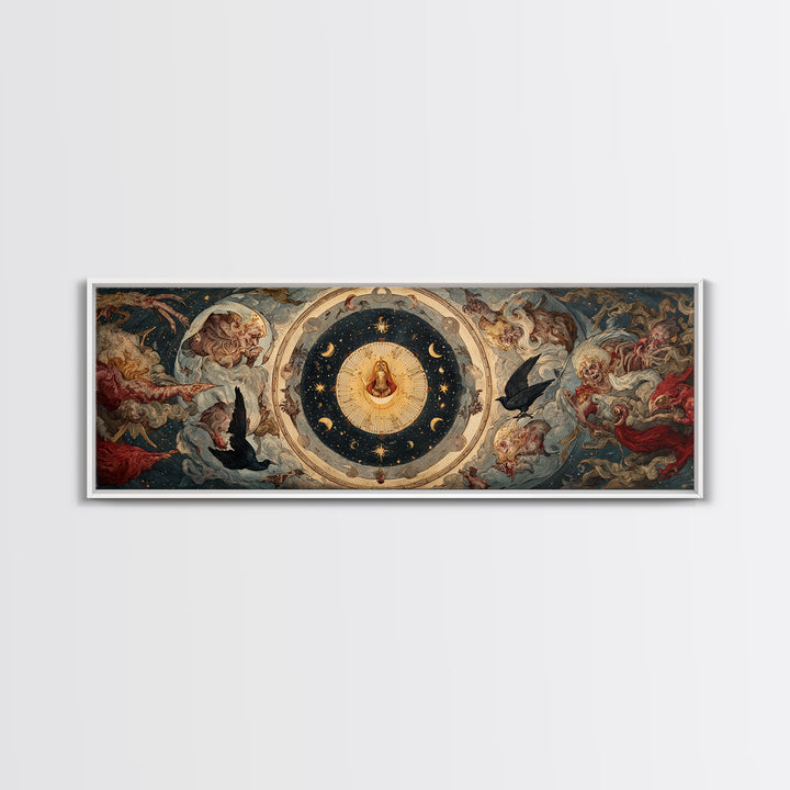 Celestial Witchcraft, Dark Renaissance Art, Extra Wide Wall Art, Macabre Wall Art, Canvas Print, Halloween Wall Art