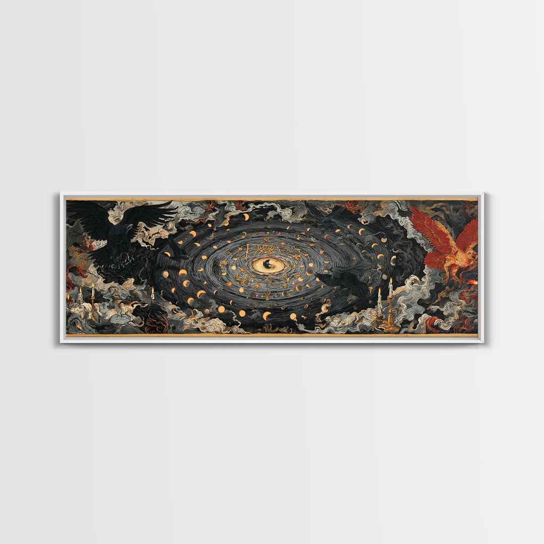 Celestial Witchcraft, Visionary Gothic Art, Extra Wide Wall Art, Gothic Horror Wall Art, Framed Canvas Print, Halloween Wall Art