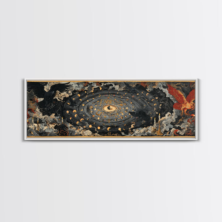Celestial Witchcraft, Visionary Gothic Art, Extra Wide Wall Art, Gothic Horror Wall Art, Framed Canvas Print, Halloween Wall Art