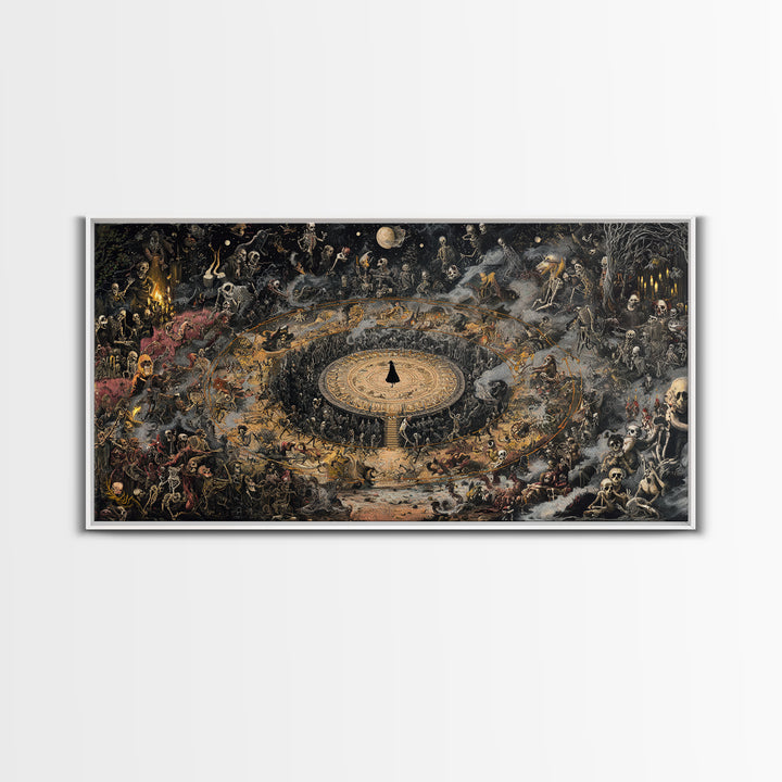 Celestial Witchcraft, Grotesque Carnival Art, Wide Panoramic Art, Dark Fantasy Wall Art, Framed Canvas Print, Halloween Wall Art