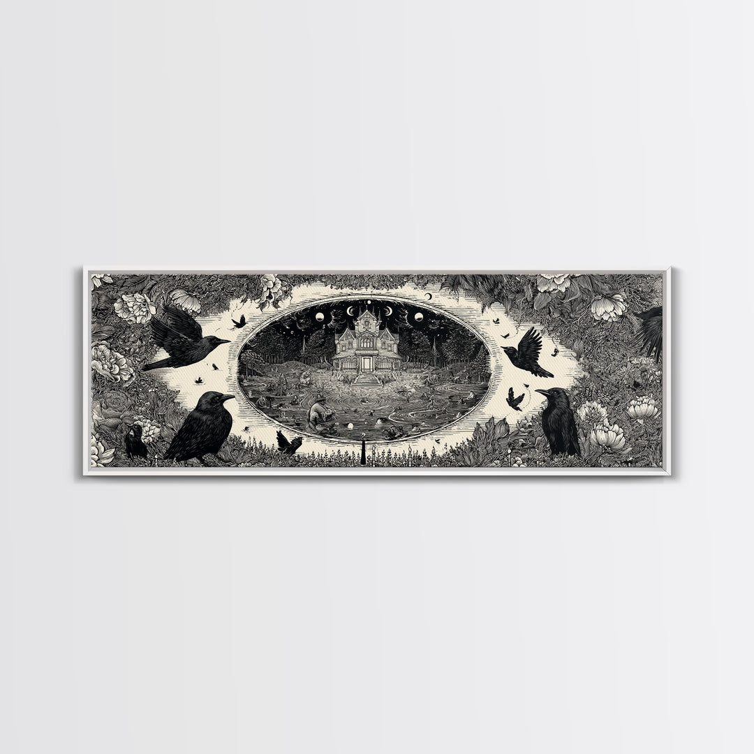 Celestial Witchcraft, Victorian Macabre Art, Extra Wide Wall Art, Macabre Wall Art, Canvas Print, Halloween Wall Art, Halloween Decor
