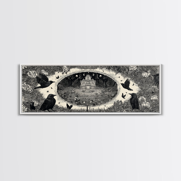 Celestial Witchcraft, Victorian Macabre Art, Extra Wide Wall Art, Macabre Wall Art, Canvas Print, Halloween Wall Art, Halloween Decor