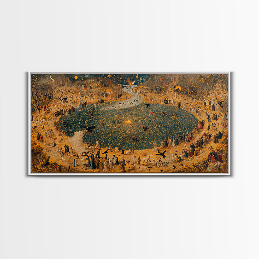 Occult Harvest Festival, Northern Renaissance Horror, Wide Panoramic Art, Macabre Wall Art, Canvas Print, Halloween Wall Art