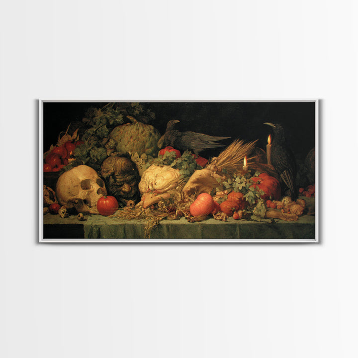 Occult Harvest Festival, Dark Renaissance Art, Wide Panoramic Art, Gothic Horror Wall Art, Framed Canvas Print, Dark Fantasy Art