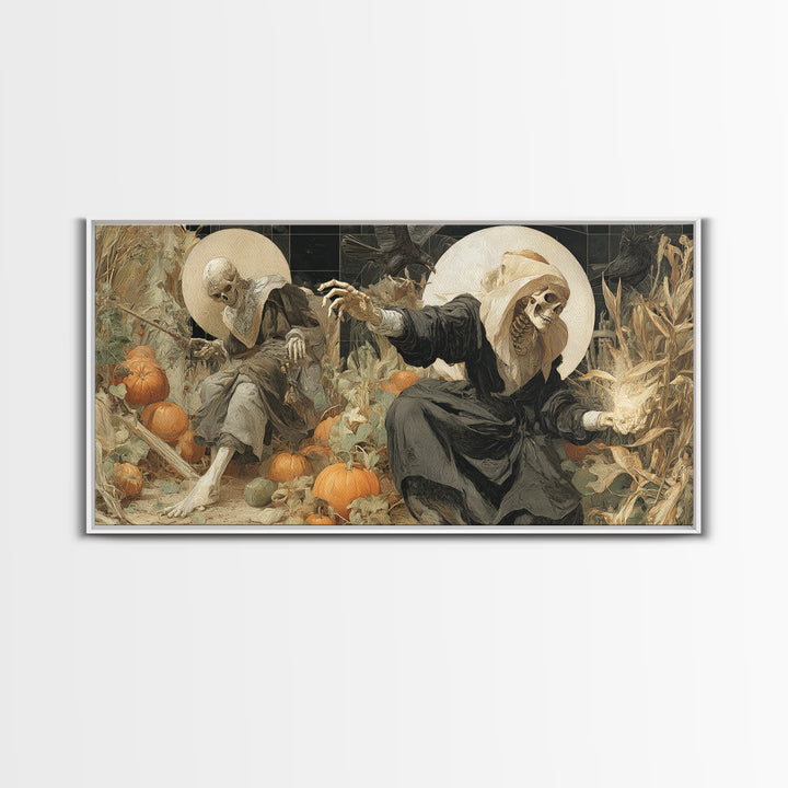 Occult Harvest Festival, Danse Macabre Art, Wide Panoramic Art, Dark Fantasy Wall Art, Canvas Print, Halloween Wall Art