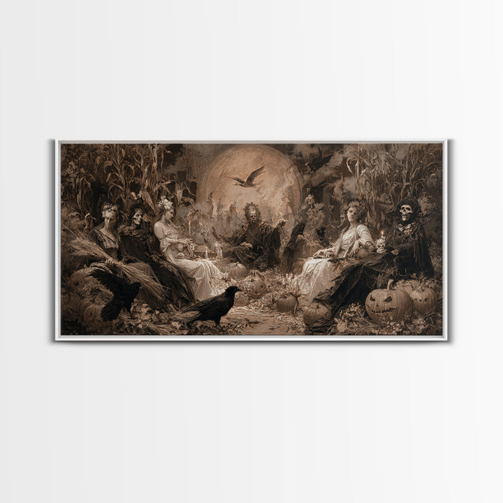 Occult Harvest Festival, Decadent Gothic Art, Wide Panoramic Art, Dark Halloween Decor, Canvas Print, Halloween Wall Art
