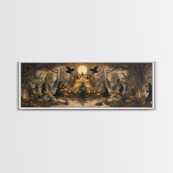 Occult Harvest Festival, Surreal Apocalyptic Art, Extra Wide Wall Art, Dark Fantasy Wall Art, Canvas Print, Halloween Wall Art