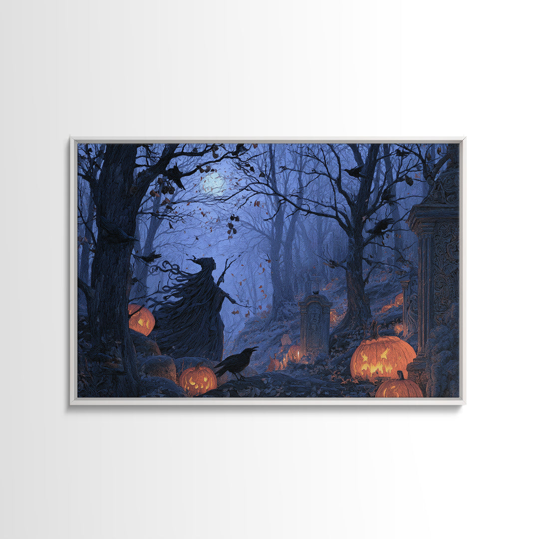 Enchanted Woodland Halloween, Romantic Gothic Landscape, Landscape Wall Art, Gothic Horror Wall Art, Framed Canvas Print