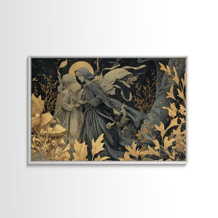 Enchanted Woodland Halloween, Symbolist Death Art, Landscape Wall Art, Dark Halloween Decor, Canvas Print, Halloween Wall Art