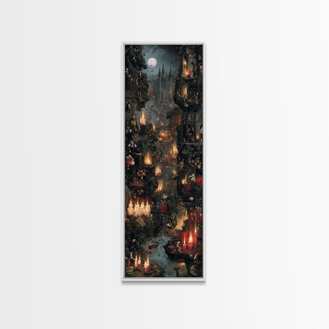 Gothic Romance, Medieval Grotesque Art, Tall Narrow Wall Art, Dark Fantasy Wall Art, Canvas Print, Halloween Wall Art
