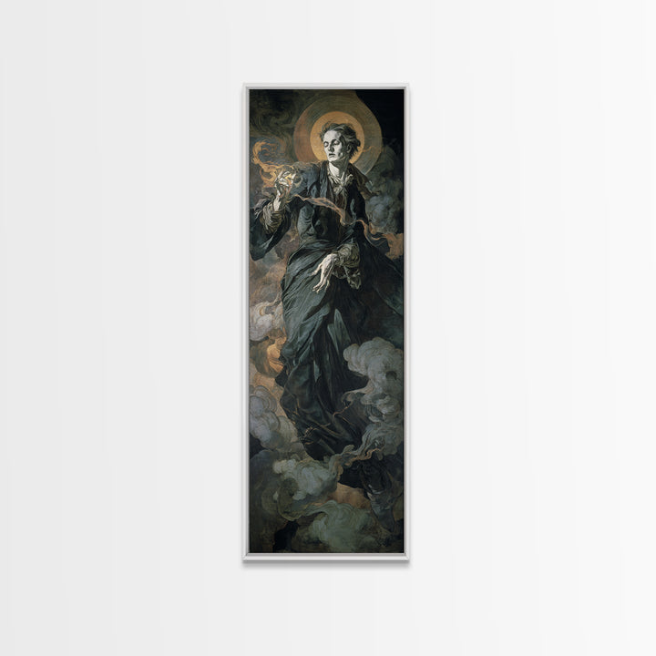 Gothic Romance, Dark Renaissance Art, Tall Narrow Wall Art, Macabre Wall Art, Framed Canvas Print, Halloween Wall Art