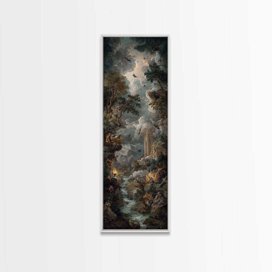 Gothic Romance, Baroque Witchcraft Art, Tall Narrow Wall Art, Macabre Wall Art, Canvas Print, Halloween Wall Art, Spooky Wall Decor