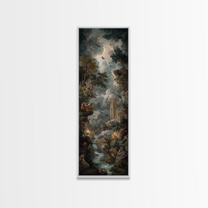 Gothic Romance, Baroque Witchcraft Art, Tall Narrow Wall Art, Macabre Wall Art, Canvas Print, Halloween Wall Art, Spooky Wall Decor