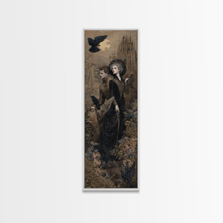 Gothic Romance, Ornate Symbolist Art, Tall Narrow Wall Art, Gothic Horror Wall Art, Canvas Print, Halloween Wall Art