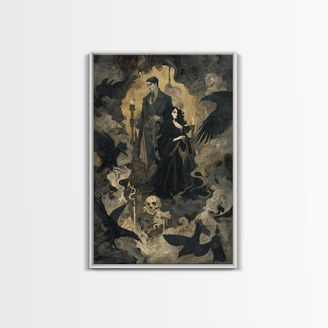 Gothic Romance, Dark Symbolist Art, Vertical Wall Art, Dark Halloween Decor, Canvas Print, Halloween Wall Art, Gothic Home Decor