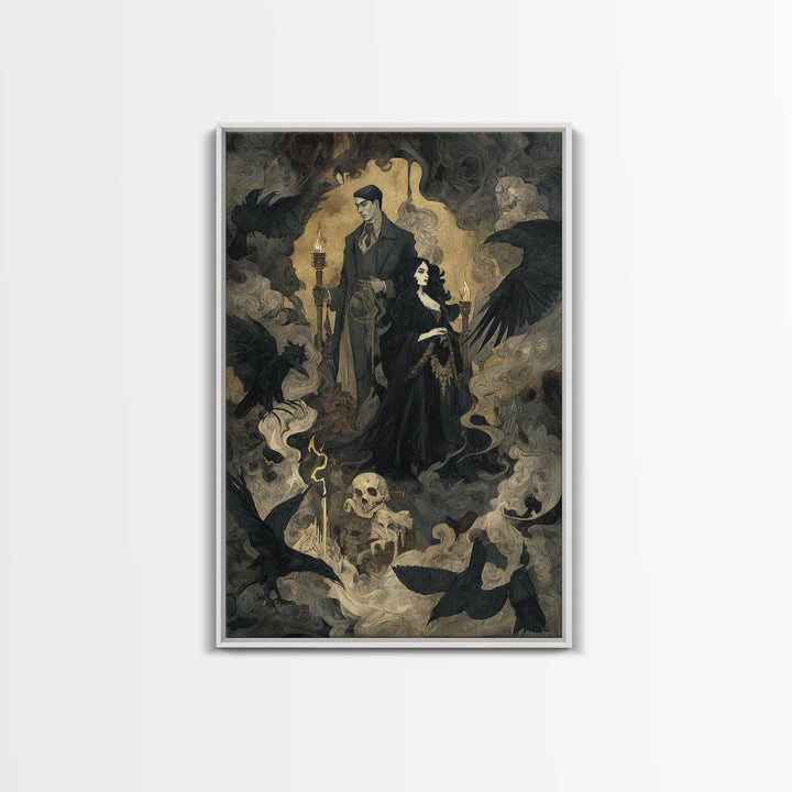 Gothic Romance, Dark Symbolist Art, Vertical Wall Art, Dark Halloween Decor, Canvas Print, Halloween Wall Art, Gothic Home Decor