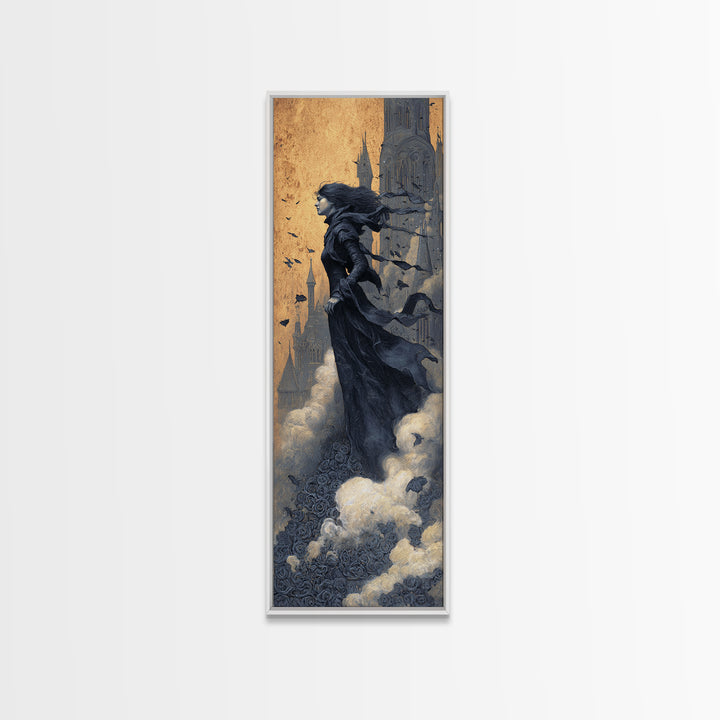 Gothic Romance, Surreal Apocalyptic Art, Tall Narrow Wall Art, Dark Halloween Decor, Framed Canvas Print, Halloween Wall Art