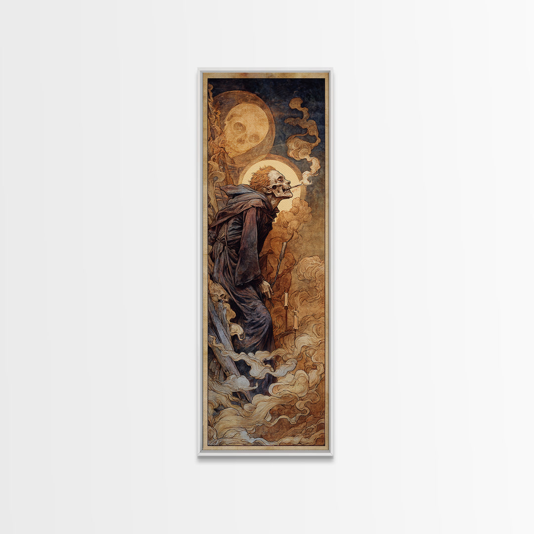 Haunted Seaside Halloween, Dark Renaissance Art, Tall Narrow Wall Art, Dark Halloween Decor, Framed Canvas Print
