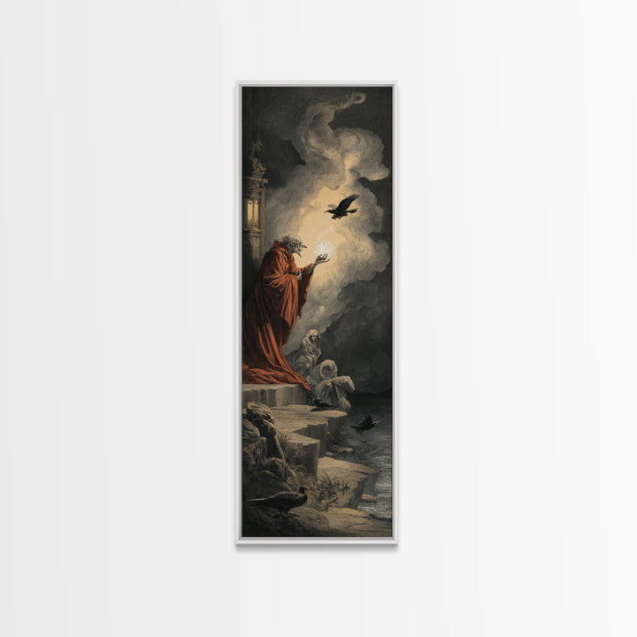 Haunted Seaside Halloween, Gothic Nightmare Art, Tall Narrow Wall Art, Macabre Wall Art, Canvas Print, Halloween Wall Art