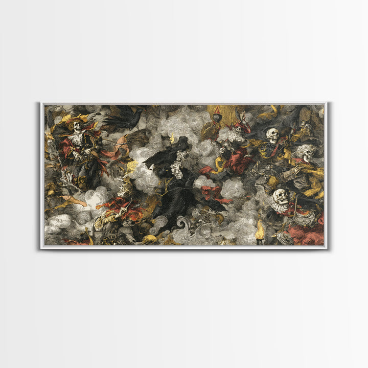 Haunted Seaside Halloween, Grotesque Carnival Art, Wide Panoramic Art, Dark Fantasy Wall Art, Canvas Print, Halloween Wall Art