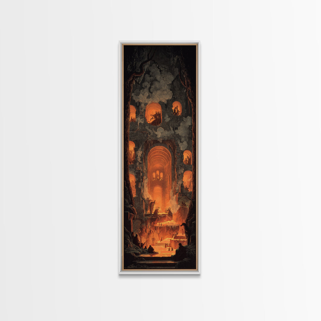 The Candlelit Crypt, Apocalyptic Romantic Art, Tall Narrow Wall Art, Macabre Wall Art, Framed Canvas Print, Halloween Wall Art