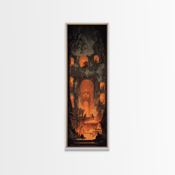 The Candlelit Crypt, Apocalyptic Romantic Art, Tall Narrow Wall Art, Macabre Wall Art, Framed Canvas Print, Halloween Wall Art
