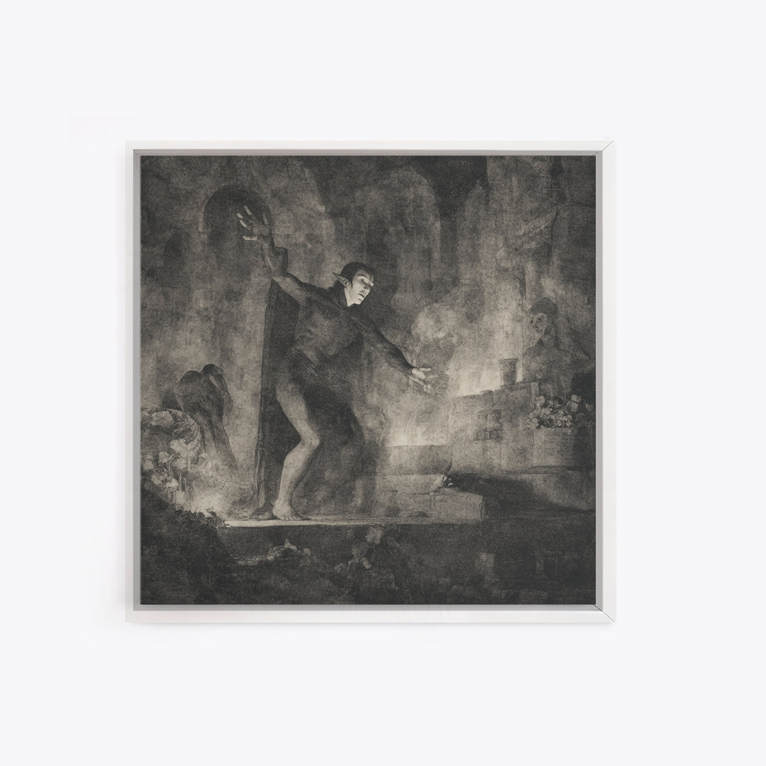 The Candlelit Crypt, Symbolist Dream Art, Square Wall Art, Macabre Wall Art, Framed Canvas Print, Halloween Wall Art, Halloween Decor