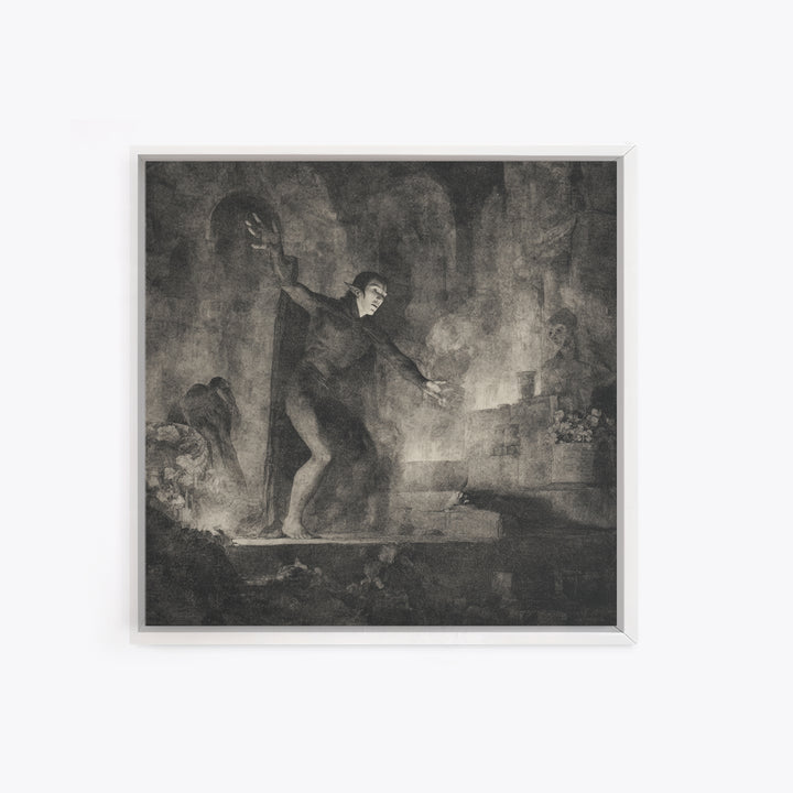 The Candlelit Crypt, Symbolist Dream Art, Square Wall Art, Macabre Wall Art, Framed Canvas Print, Halloween Wall Art, Halloween Decor