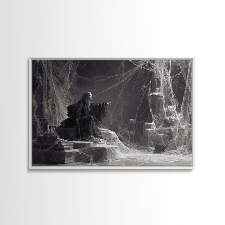 Black Lace And Cobwebs, Baroque Witchcraft Art, Landscape Wall Art, Dark Fantasy Wall Art, Canvas Print, Halloween Wall Art