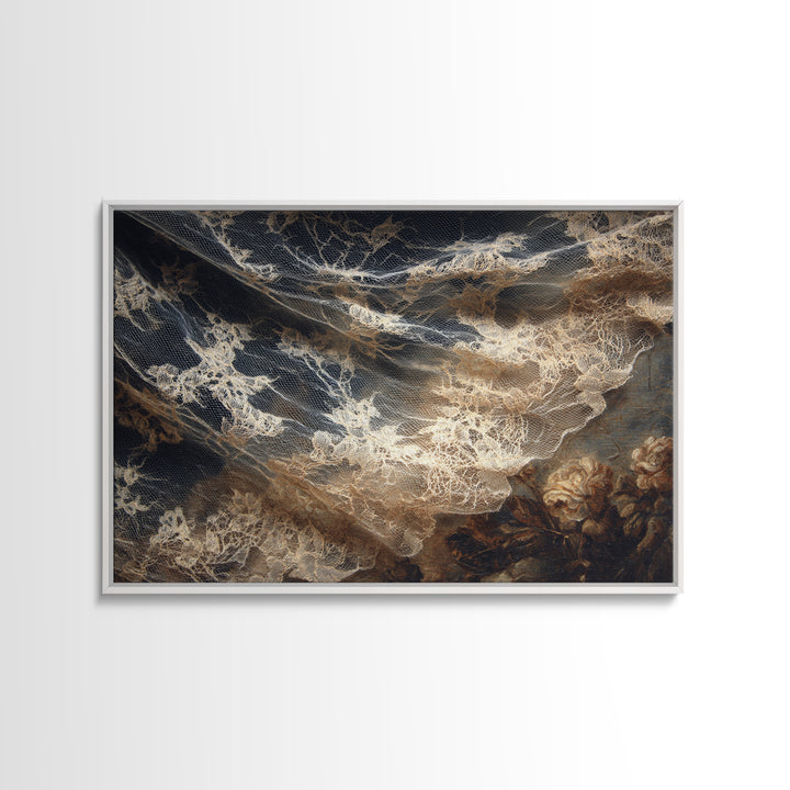 Black Lace And Cobwebs, Dark Romantic Horror Art, Landscape Wall Art, Macabre Wall Art, Canvas Print, Halloween Wall Art