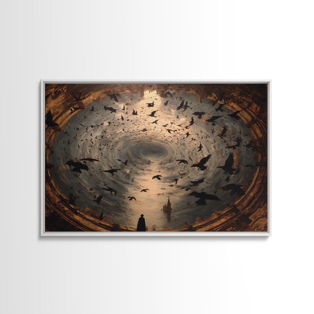 Ravens And Ruins, Symbolist Gothic Landscape, Landscape Wall Art, Dark Halloween Decor, Canvas Print, Halloween Wall Art, Horror Wall Art