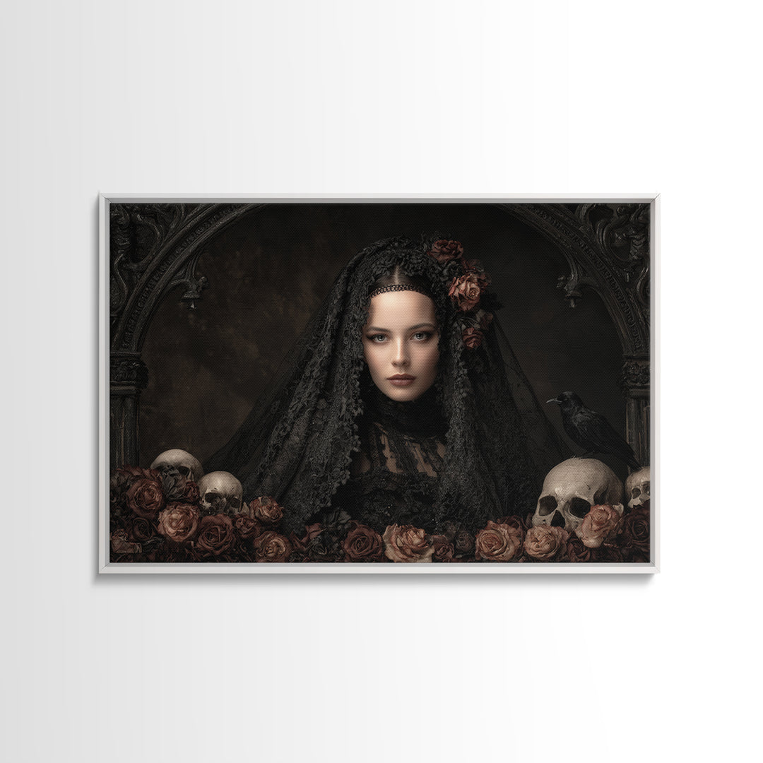 Gothic Woman Portrait Canvas Print, Dark Art, Room Decor, Living Room Decor, Oil Painting, Nocturne, Digital Art, DAR-3x2-56