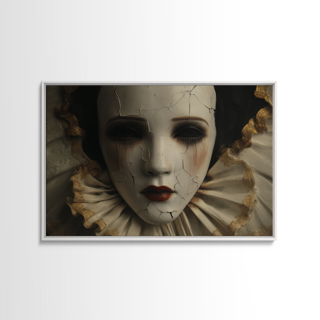 Cracked Porcelain Doll Portrait Canvas Print, Dark Art, Painting, Living Room Decor, Oil Painting, Nocturne, Gothic Wall Art, DAR-3x2-75