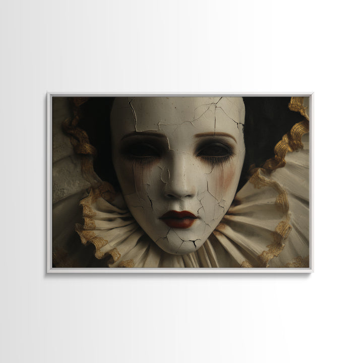 Cracked Porcelain Doll Portrait Canvas Print, Dark Art, Painting, Living Room Decor, Oil Painting, Nocturne, Gothic Wall Art, DAR-3x2-75
