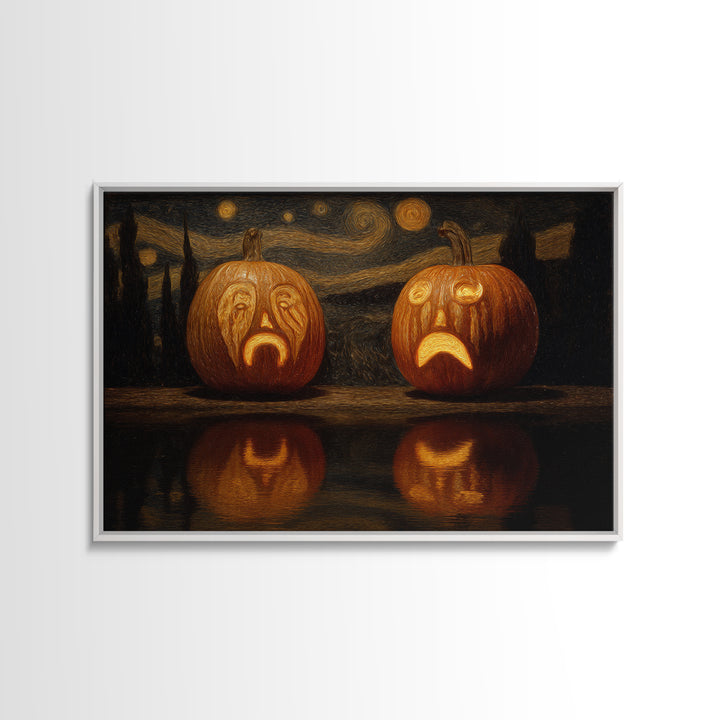Pumpkins And Moon Phases, Symbolist Gothic Landscape, Landscape Wall Art, Gothic Horror Wall Art, Canvas Print, Halloween Wall Art